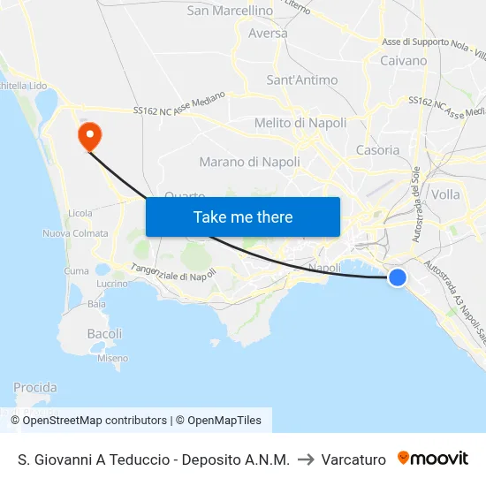 San Giovanni a Teduccio - ANM Depot to Varcaturo map