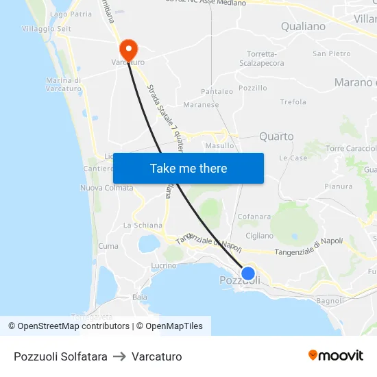Pozzuoli Solfatara to Varcaturo map
