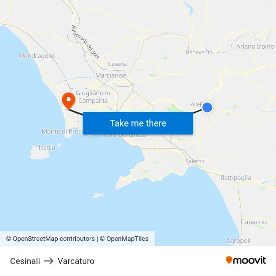 Cesinali to Varcaturo map
