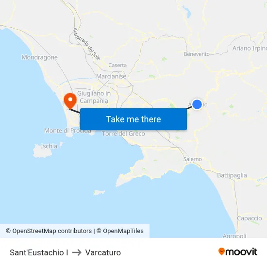 Sant'Eustachio I to Varcaturo map