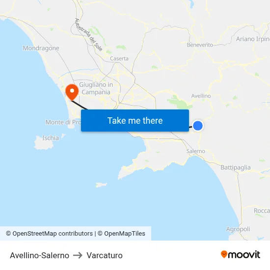 Avellino-Salerno to Varcaturo map
