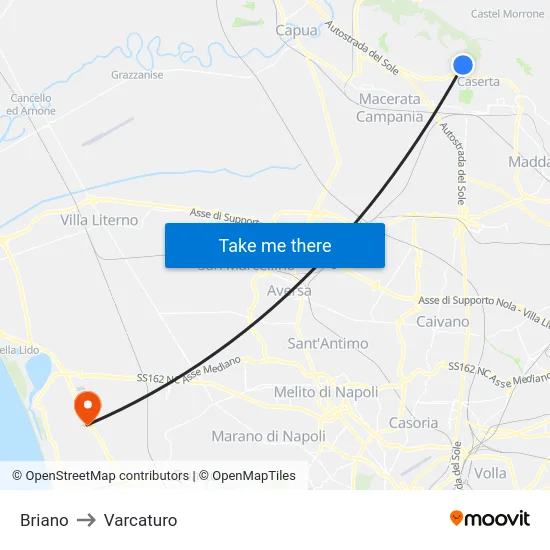 Briano to Varcaturo map