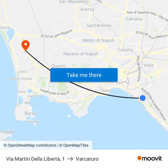 Via Martiri Della Libertà, 1 to Varcaturo map