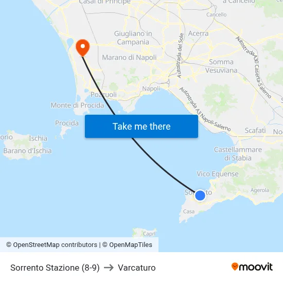 Sorrento Station (8-9) to Varcaturo map