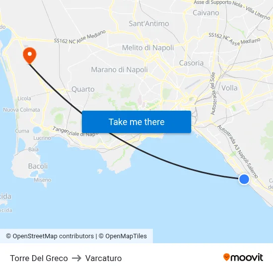 Torre Del Greco to Varcaturo map