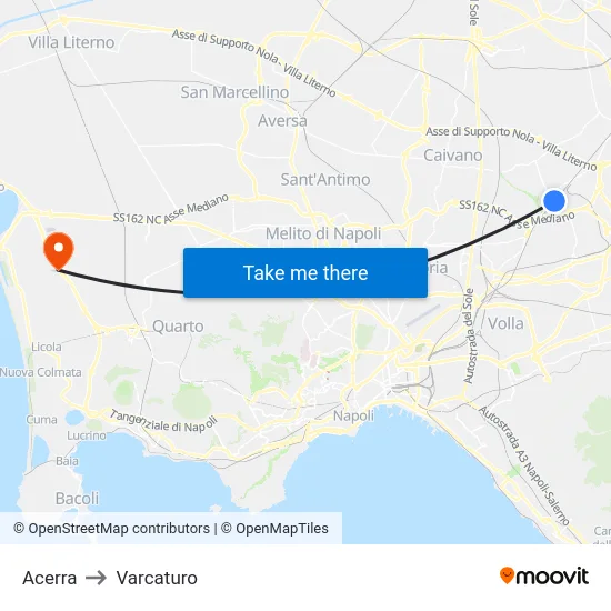 Acerra to Varcaturo map