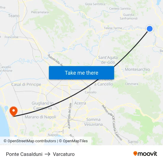 Ponte Casalduni to Varcaturo map
