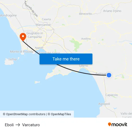 Eboli to Varcaturo map