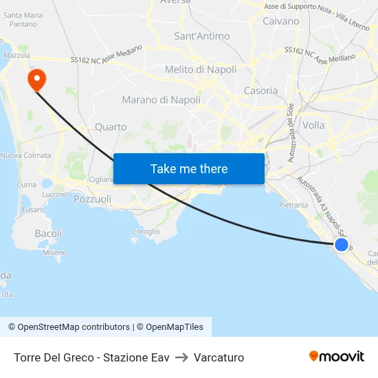 Torre Del Greco - Stazione Eav to Varcaturo map