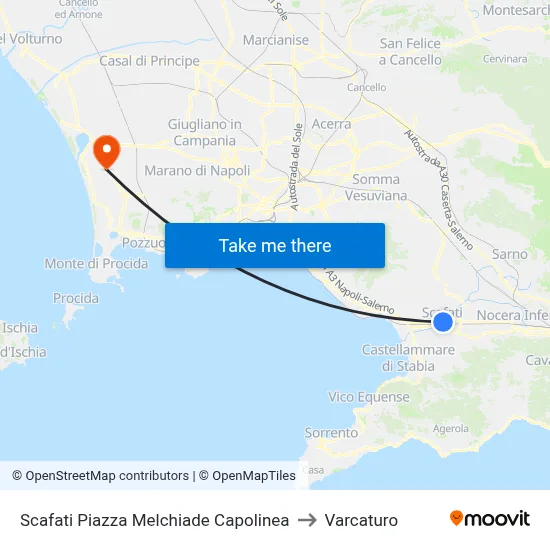 Scafati Melchiade Square Terminal to Varcaturo map