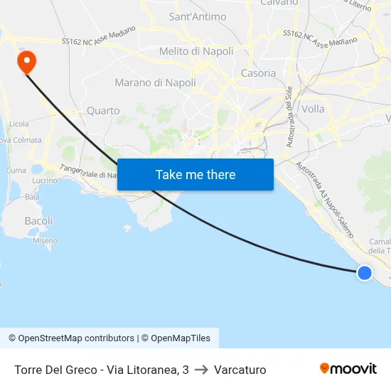 Torre Del Greco - Coastal Road, 3 to Varcaturo map