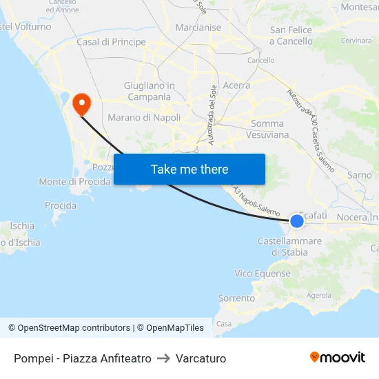 Pompeii - Amphitheater Square to Varcaturo map
