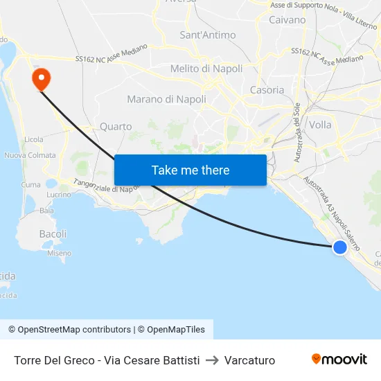 Torre Del Greco - Cesare Battisti Street to Varcaturo map
