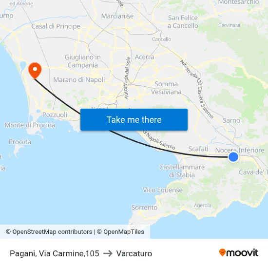 Pagani, Via Carmine, 105 to Varcaturo map