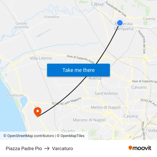 Piazza Padre Pio to Varcaturo map