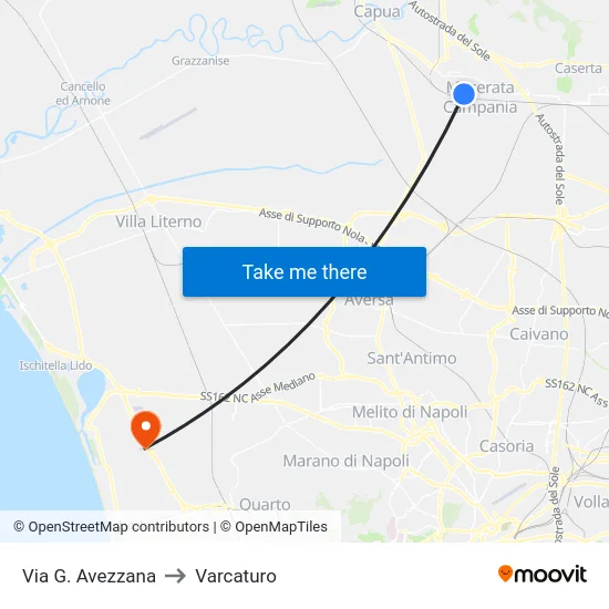 Via G. Avezzana to Varcaturo map