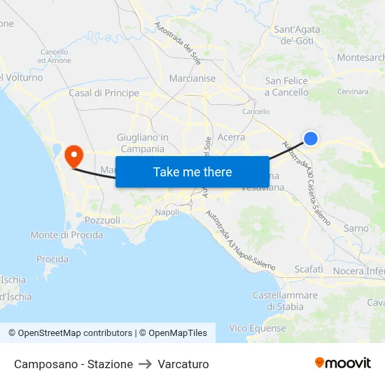Camposano - Stazione to Varcaturo map