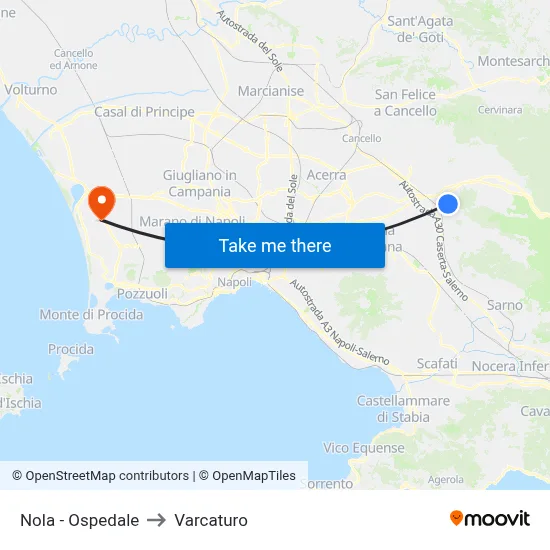 Nola - Hospital to Varcaturo map