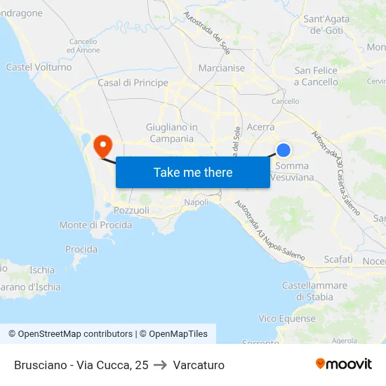 Brusciano - Via Cucca, 25 to Varcaturo map