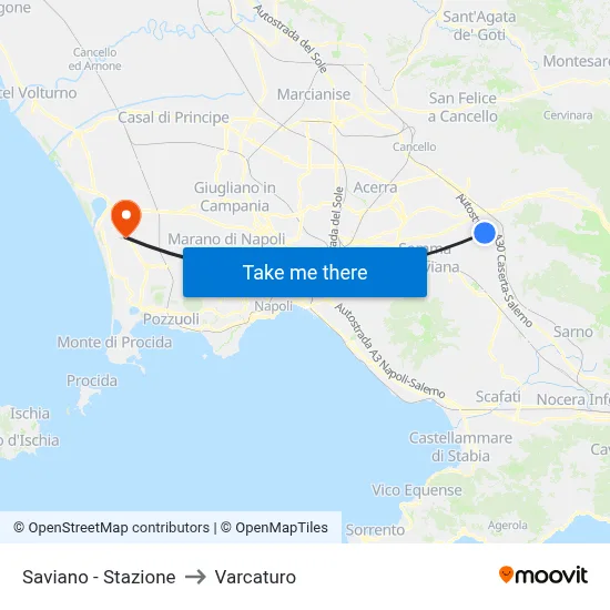 Saviano - Station to Varcaturo map