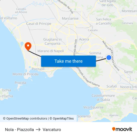 Nola - Piazzolla to Varcaturo map