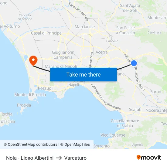 Nola - Albertini High School to Varcaturo map