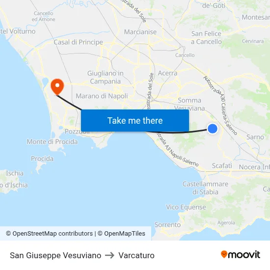 San Giuseppe Vesuviano to Varcaturo map