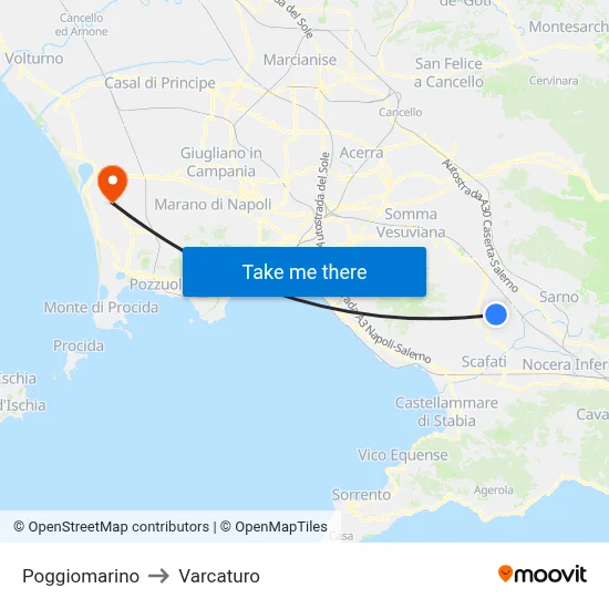 Poggiomarino to Varcaturo map