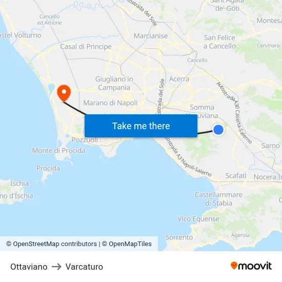 Ottaviano to Varcaturo map