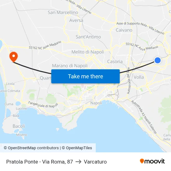 Pratola Bridge - Via Roma, 87 to Varcaturo map