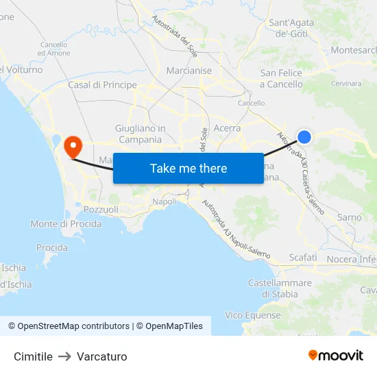 Cimitile to Varcaturo map