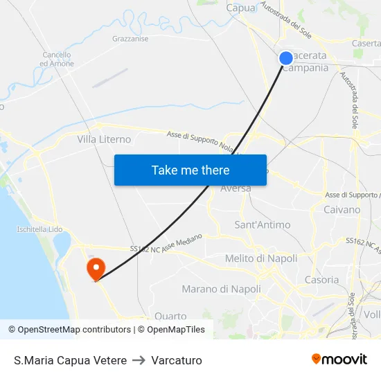 Santa Maria Capua Vetere to Varcaturo map