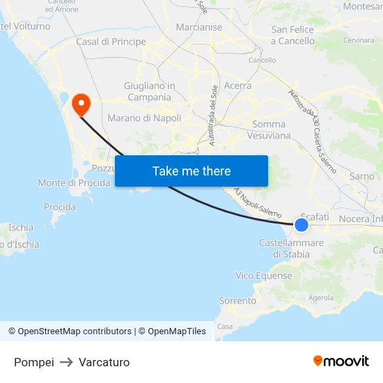 Pompei to Varcaturo map