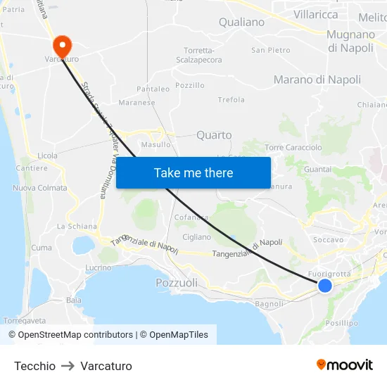 Tecchio to Varcaturo map
