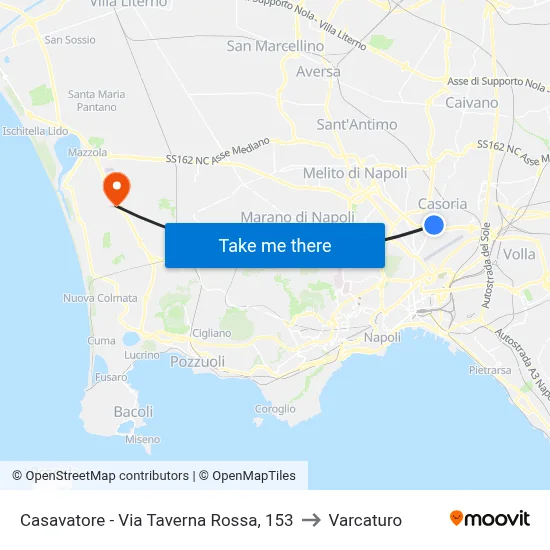 Casavatore - Via Taverna Rossa, 153 to Varcaturo map