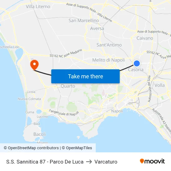 S.S. Sannitica 87 - De Luca Park to Varcaturo map