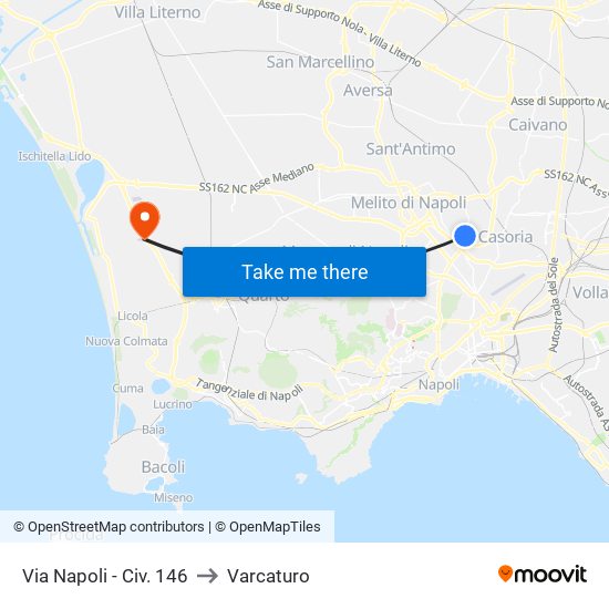 Via Napoli - Civ. 146 to Varcaturo map