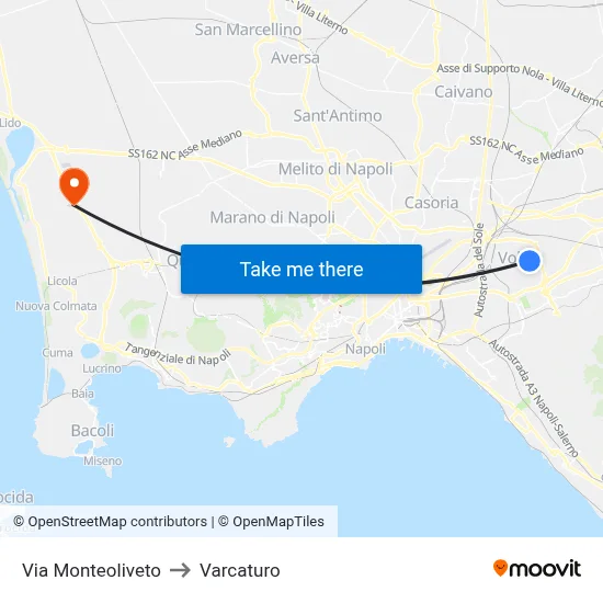 Monteoliveto Street to Varcaturo map