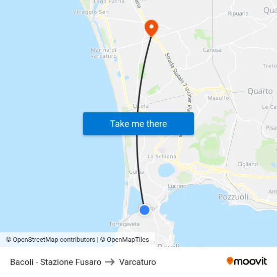 Bacoli - Fusaro Station to Varcaturo map