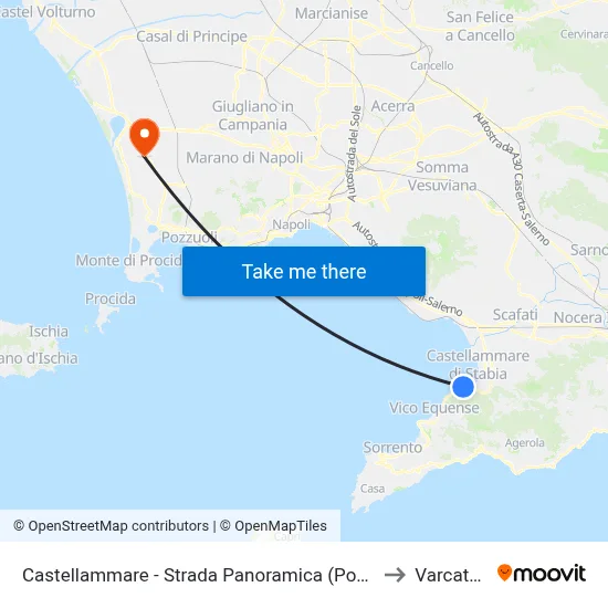 Castellammare - Panoramic Road (Pozzano) to Varcaturo map
