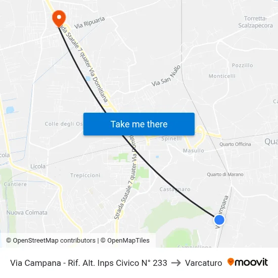 Via Campana - INPS Building No. 233 to Varcaturo map