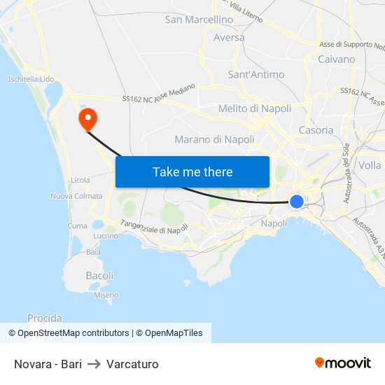 Novara - Bari to Varcaturo map