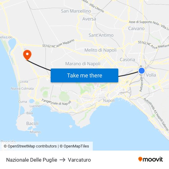 Nazionale Delle Puglie to Varcaturo map