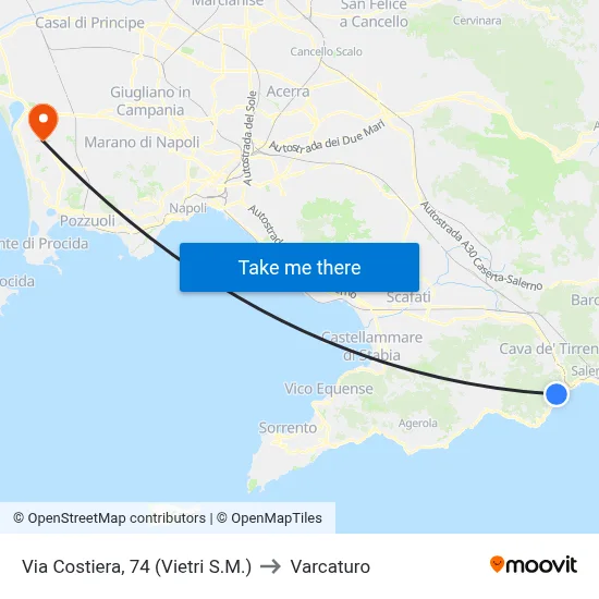 Coastal Road, 74 (Vietri S.M.) to Varcaturo map
