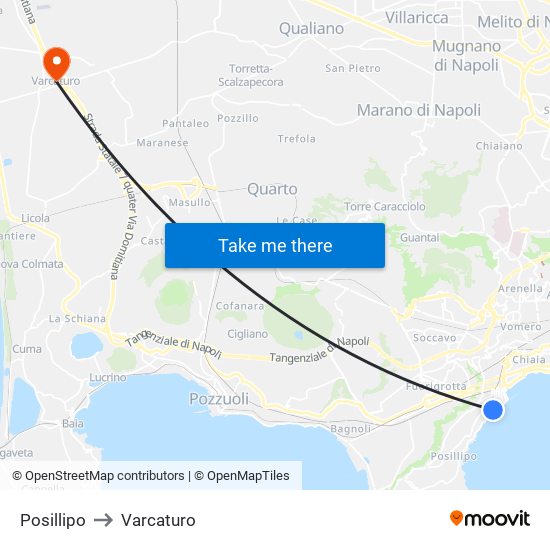Posillipo to Varcaturo map