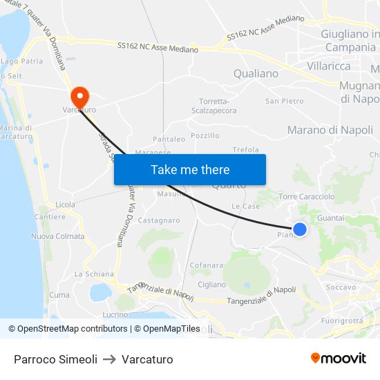 Parroco Simeoli to Varcaturo map