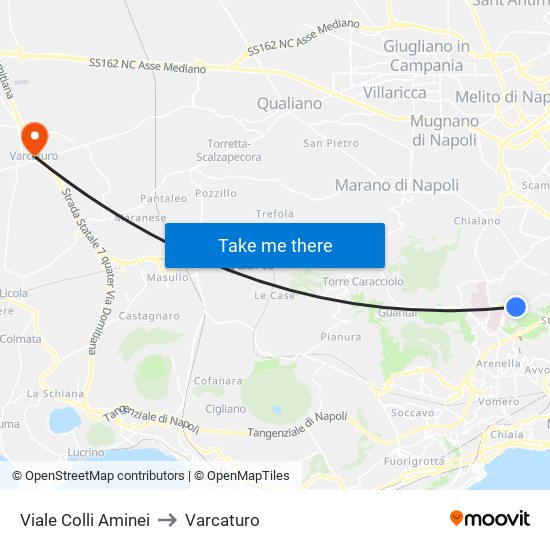 Viale Colli Aminei to Varcaturo map