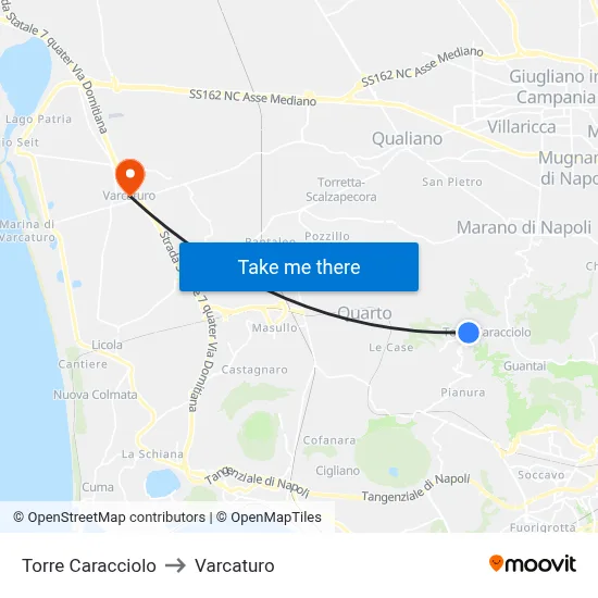 Caracciolo Tower to Varcaturo map
