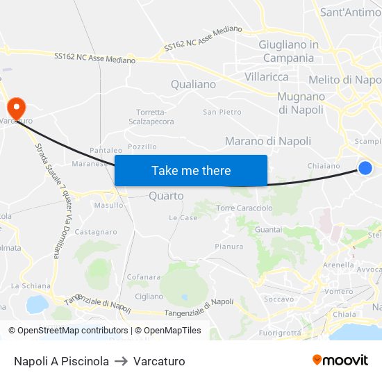Napoli A Piscinola to Varcaturo map