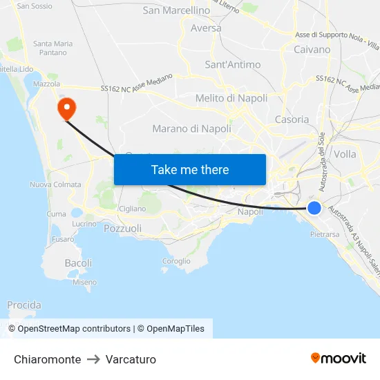 Chiaromonte to Varcaturo map